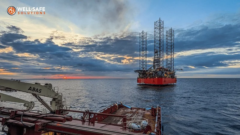 A Well-Safe jack-up rig at sea.