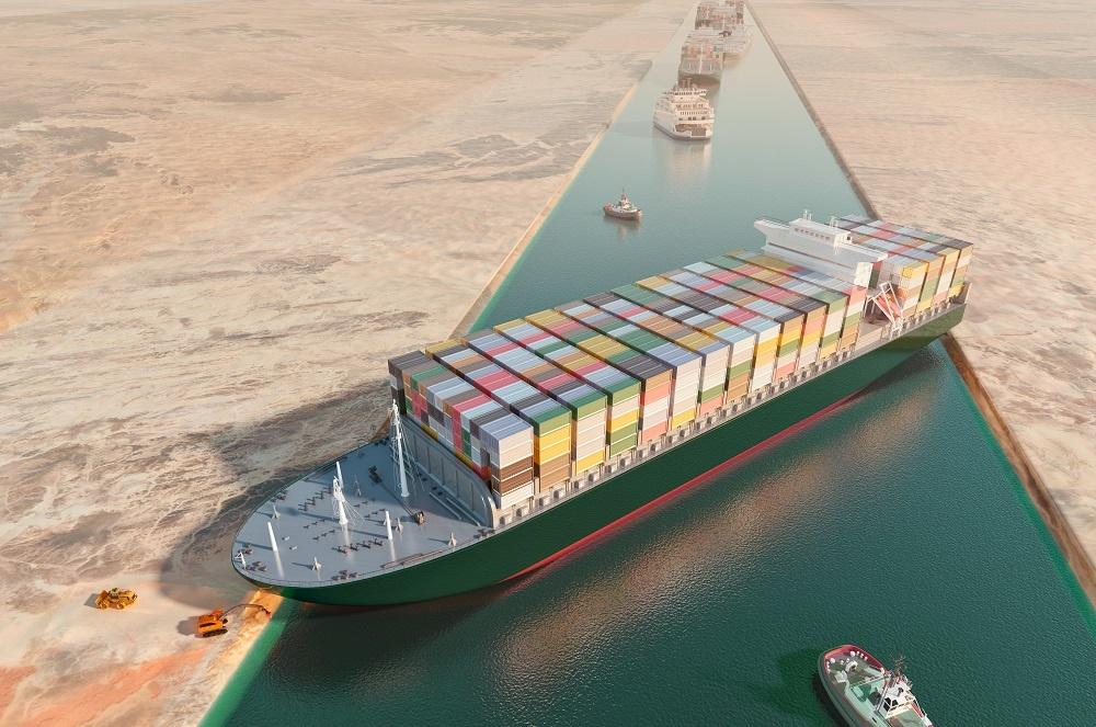 The Ever Given vessel blocked the Suez Canal for six days. (Image Credit: Adobe Stock)