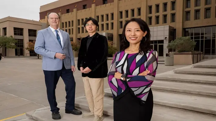 James Kubicki (left), Zhengtao Gan (centre), and Son-Young Yi. (right). (Image source: UTEP)