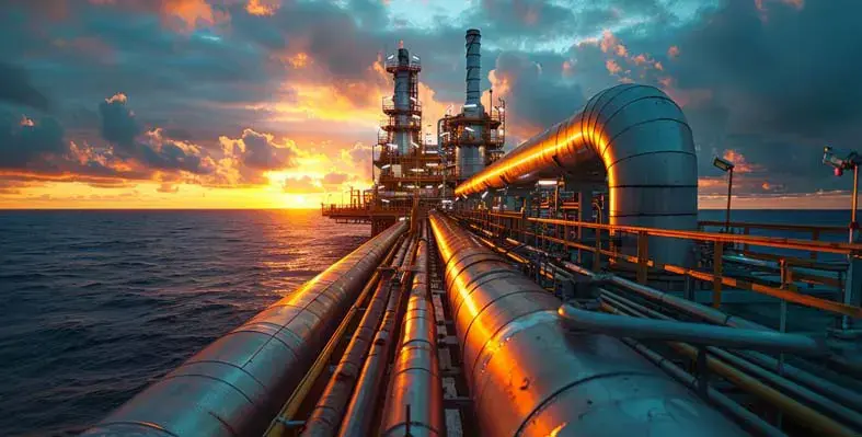 offshore platforms connected by pipelines