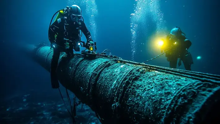 engineer performing pipework offshore 