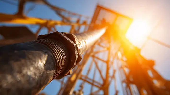 Close-up-pipe-oil-rig-blue-skies