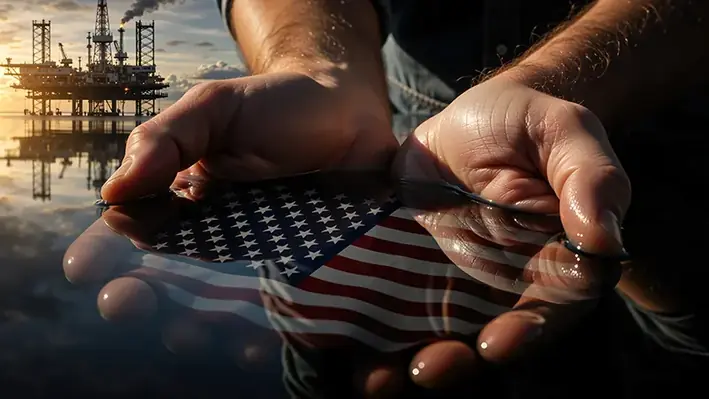 offshore rig usa flag hands