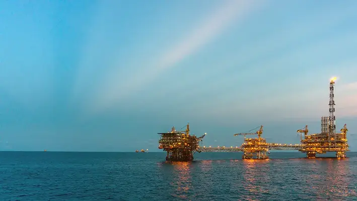 Offshore oil and gas platforms.