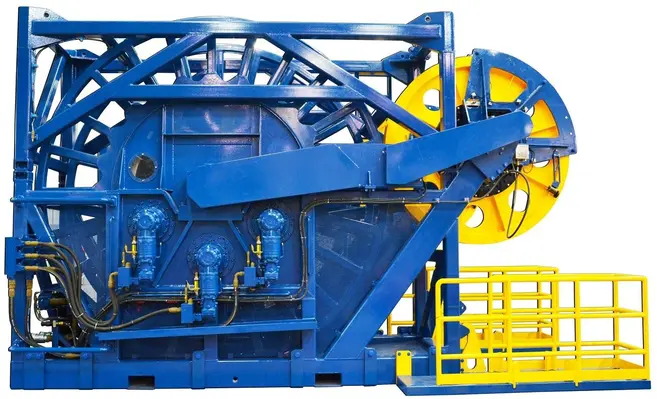 The new small-footprint coiled tubing (CT) reeler. (Image Credit: Logan Industries)