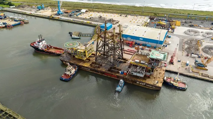 A combined 7,000 tonnes of offshore infrastructure arrived at the port for decommissioning. (Image source: Port of Blyth)