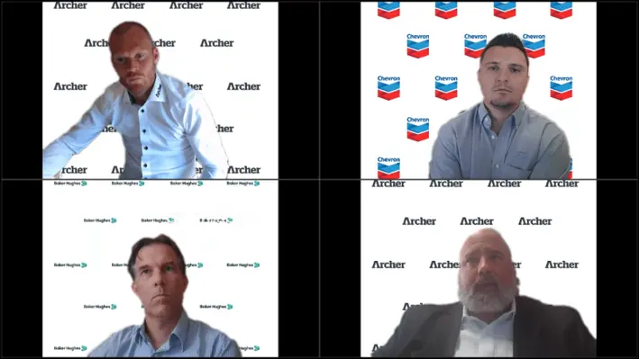 Thore Andre Stokkeland (top left), Gabriel Barragan (top right), Bart Joppe (bottom left), and Kevin Squyres (bottom right) speaking at DDW GOM 2021. (Image Credit: Offshore Network)