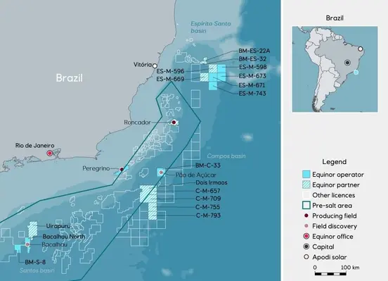 The location of the BM-C-33 field located in the Campos Basin pre-salt in Brazil. (Image Credit: Equinor)