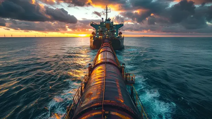 offshore rig connected by pipeline 